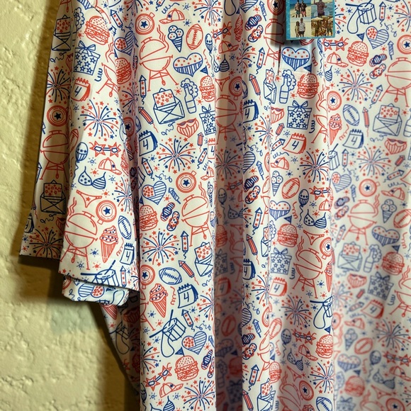 Men's Tropical Bros 4th of July Multicolor Graphic Polo shirt size 2XL‎ new - Picture 3 of 8